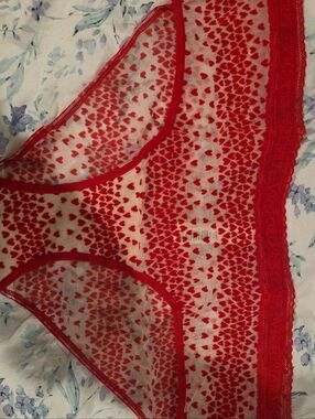 Victoria's Secret Red Heart-Print Sheer Hipster Panty